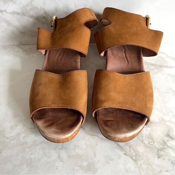 Dansko Minka Nubuck Camel Open Toe Block Heel Sandals - Picture 6 of 6